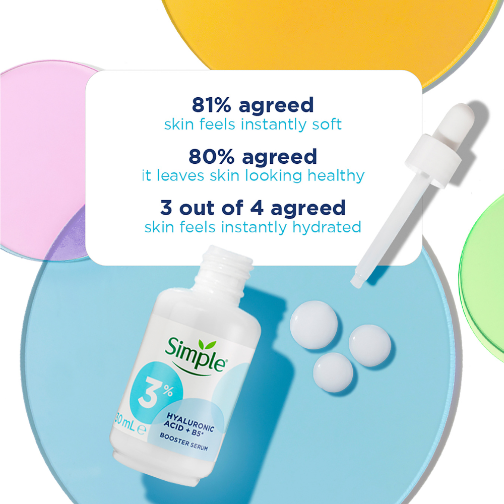 2 x Simple Booster Serum 3% Hyaluronic Acid + B5 30mL