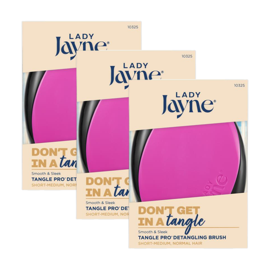3 x Lady Jayne Don't Get In A Tangle Smooth & Sleek Detangling Hair Brush Short-Medium Hair