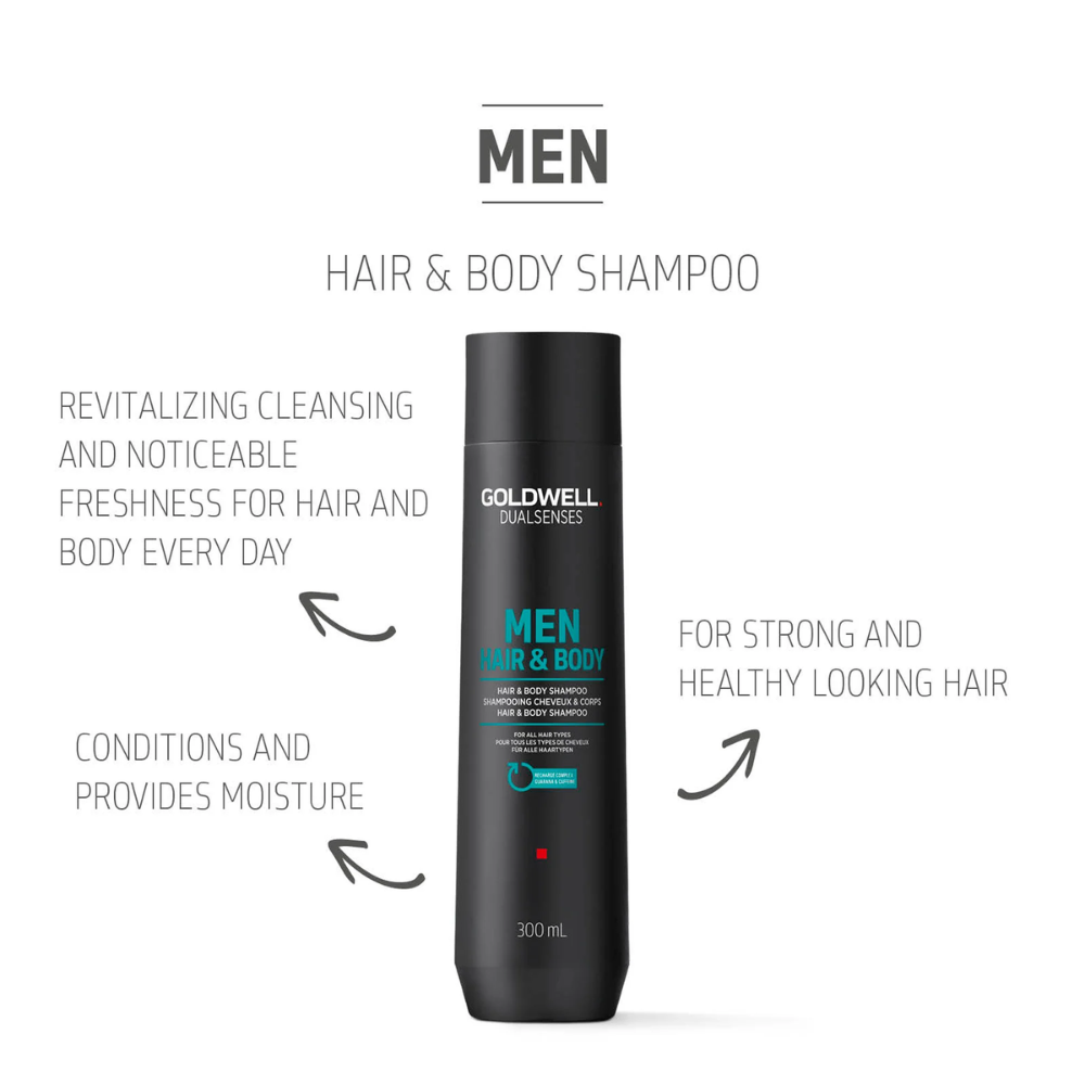 3 x Goldwell Dualsenses Men Hair & Body Shampoo Travel Size 100mL