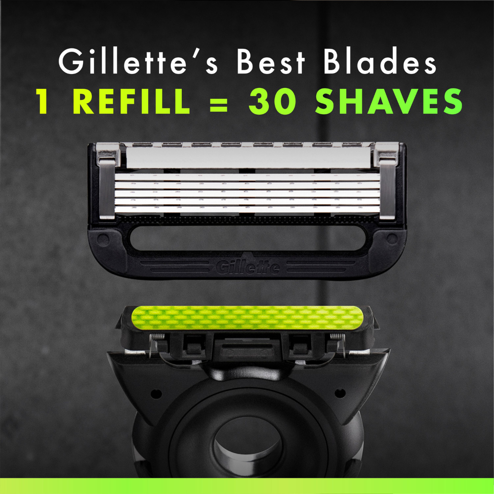 Gillette Labs Exfoliating Razor Handle with Magnetic Hook + 4 Refill Blades