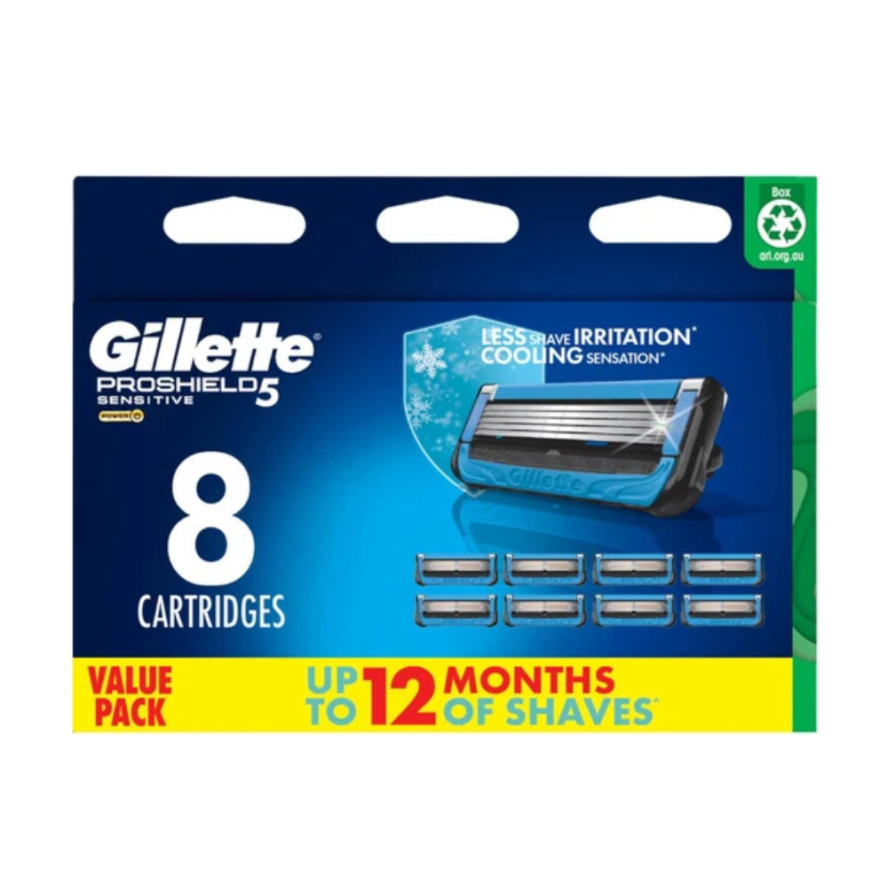 Gillette ProShield5 Sensitive 8 Refill Cartridges Razor Blades Value Pack