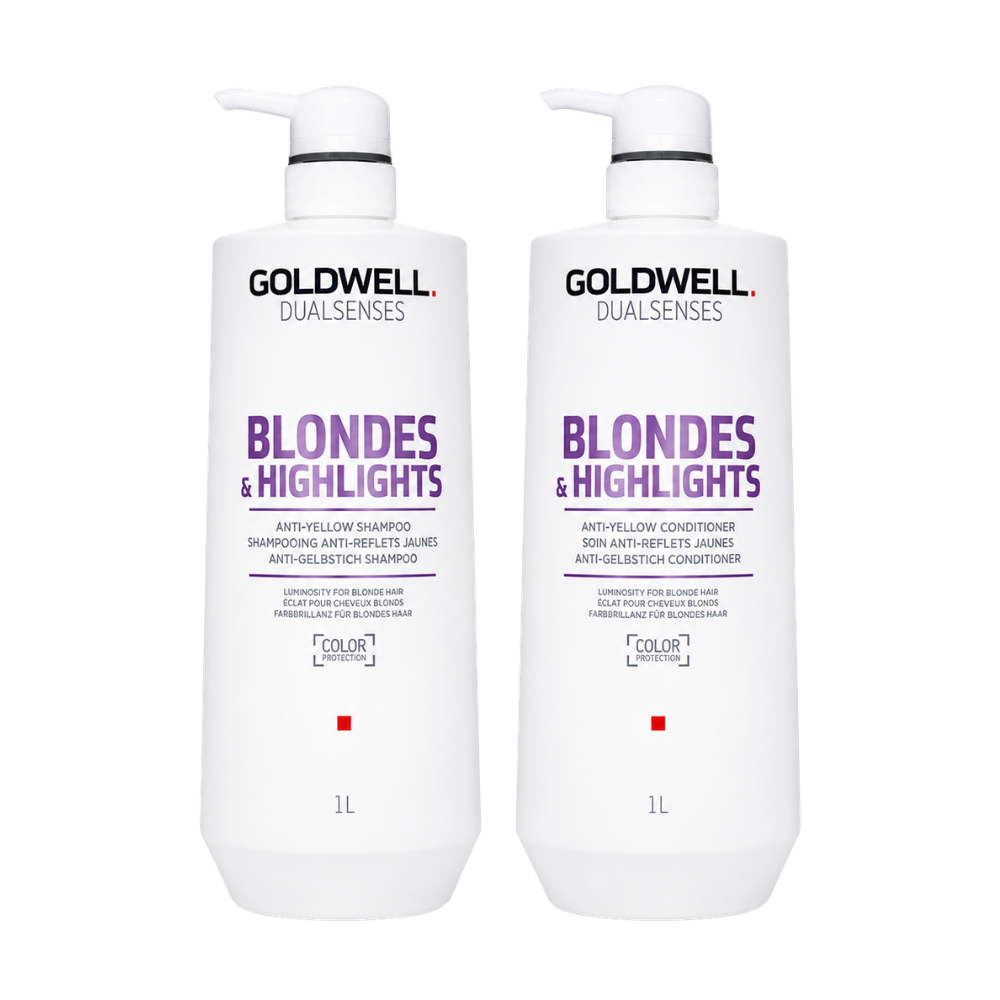Goldwell Dualsenses Blondes & Highlights Anti-Yellow Shampoo & Conditioner 1 Litre Duo