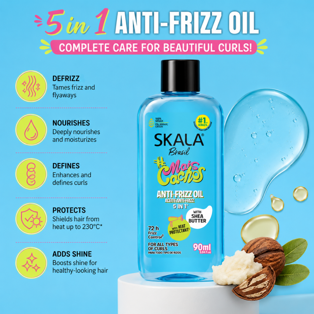 Skala Mais Cachos 72hr Anti Frizz 5-in-1 Hair Oil with Heat Protectant 90mL