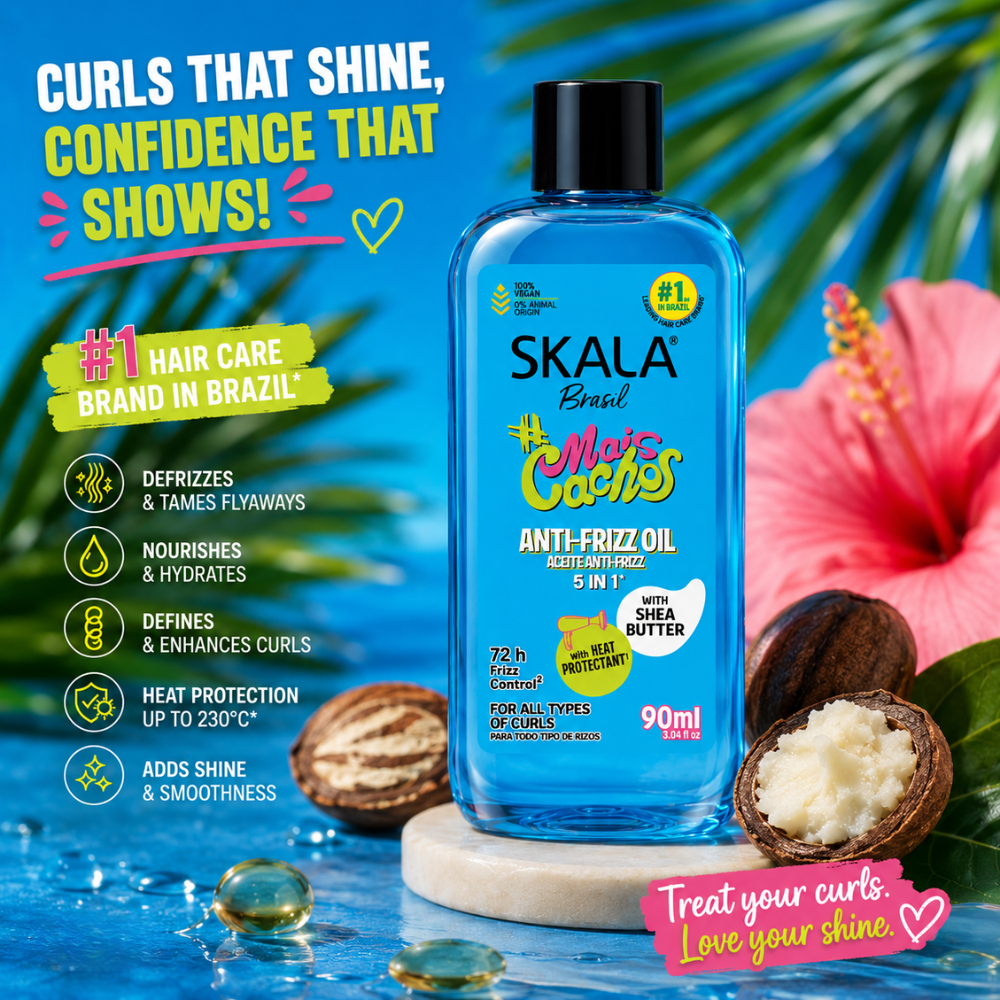 Skala Mais Cachos 72hr Anti Frizz 5-in-1 Hair Oil with Heat Protectant 90mL