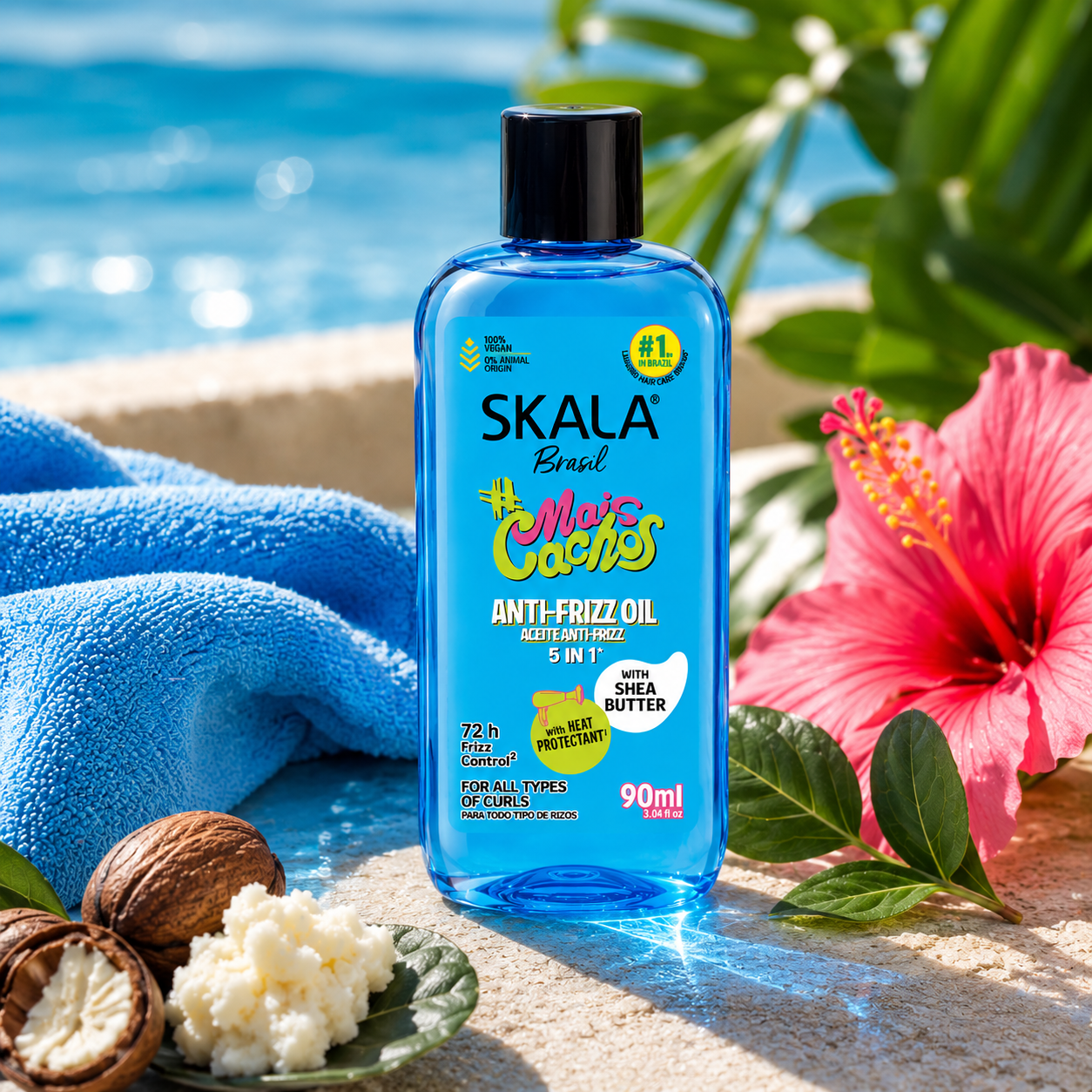 Skala Mais Cachos 72hr Anti Frizz 5-in-1 Hair Oil with Heat Protectant 90mL