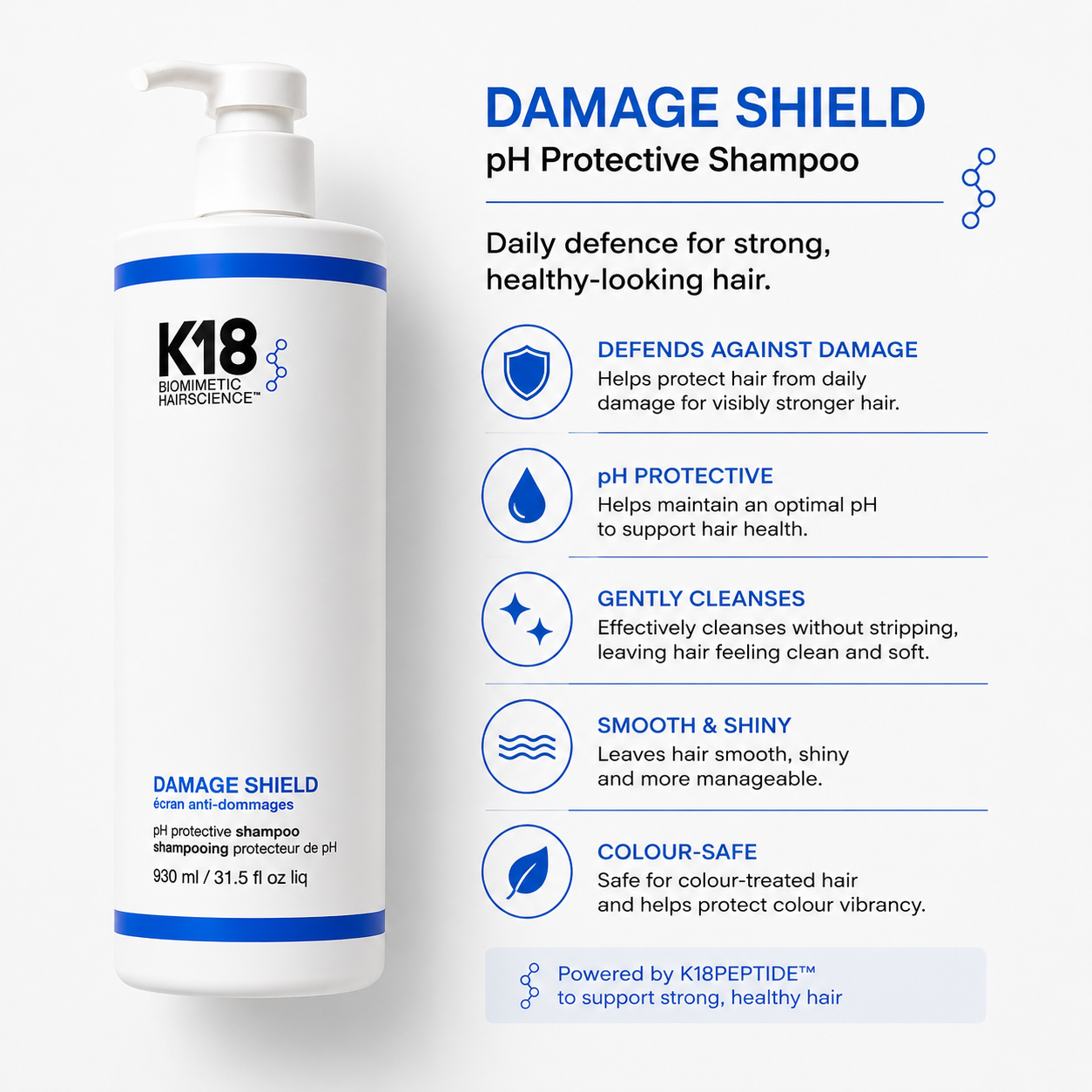 K18 Damage Shield pH Protective Shampoo 930mL