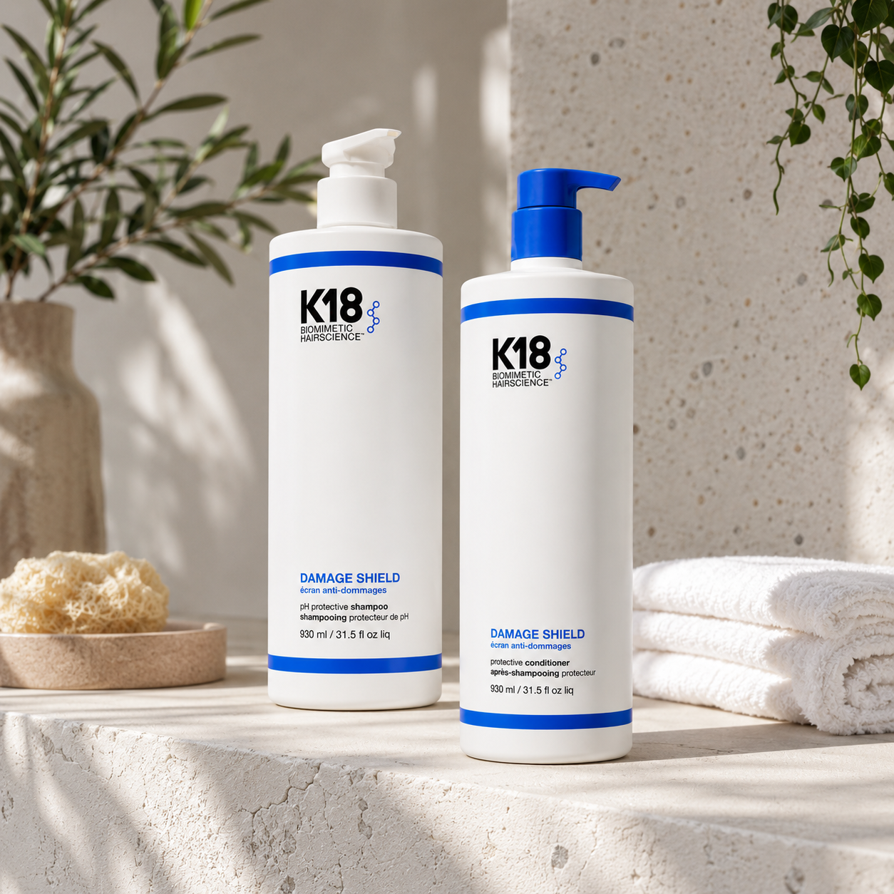 K18 Damage Shield Protective Shampoo & Conditioner 930mL Duo