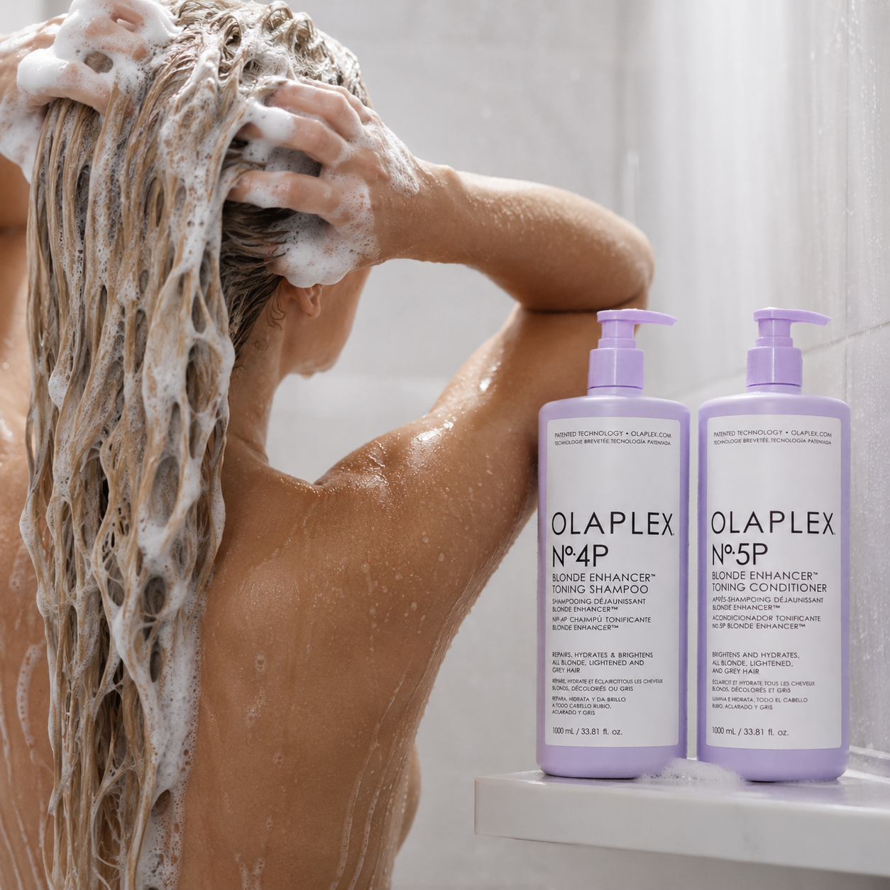 Olaplex Blonde Enhancer Toning No.4P Shampoo & No.5P Conditioner 1000mL Duo