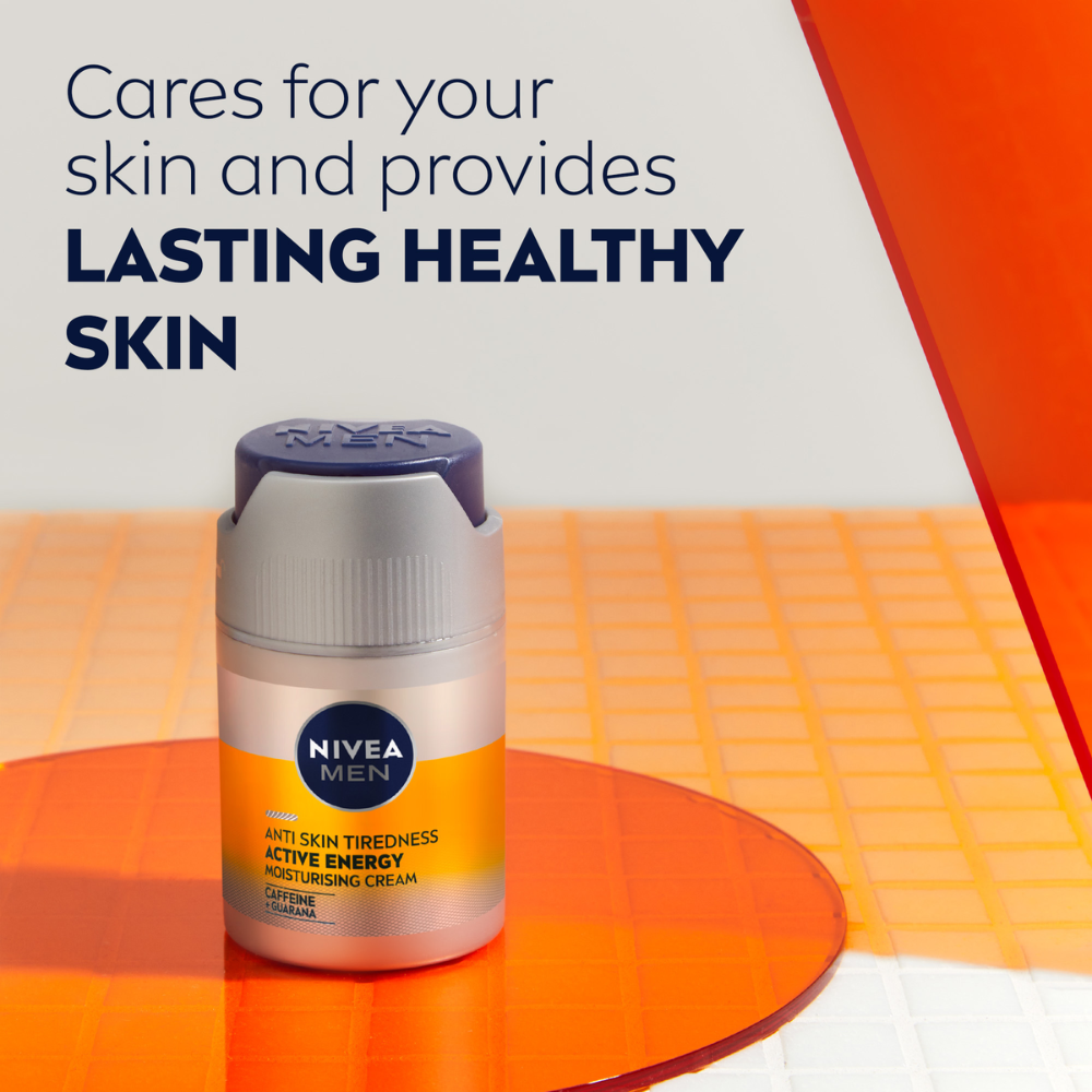 3 x Nivea Men Active Energy Moisturising Cream Caffeine & Guarana 50mL