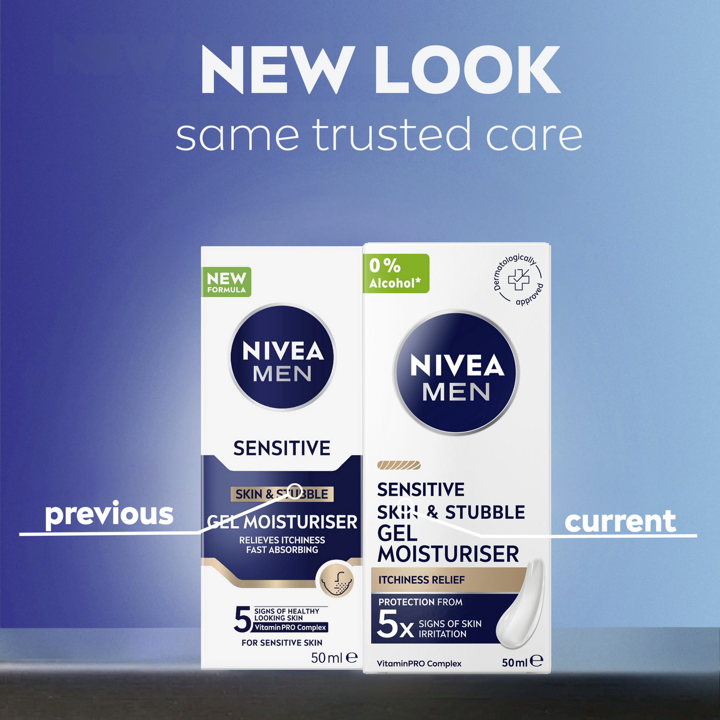 3 x Nivea Men Sensitive Skin & Stubble Gel Moisturiser 50mL