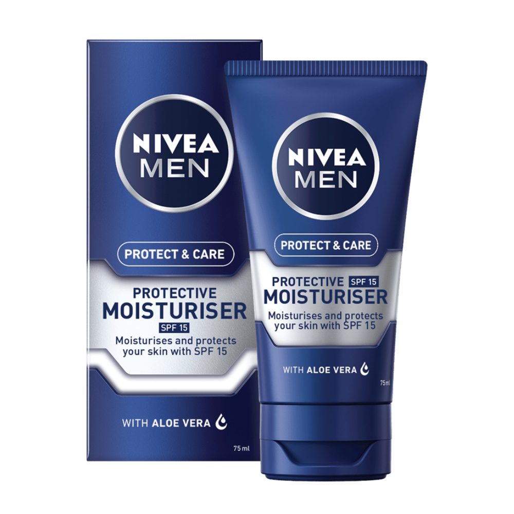 5 x Nivea Men Protect & Care Protective Moisturiser SPF15 with Aloe Vera 75mL
