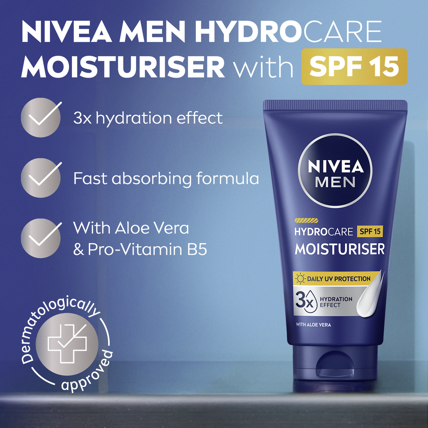 5 x Nivea Men Protect & Care Protective Moisturiser SPF15 with Aloe Vera 75mL