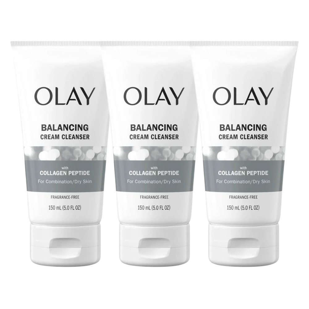 3 x Olay Balancing Cream Cleanser with Collagen Peptide for Combination/Dry Skin 150mL