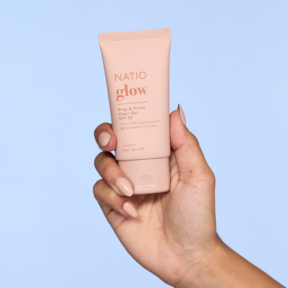 3 x Natio Glow Prep & Prime Clear Gel SPF50 Sunscreen 50mL